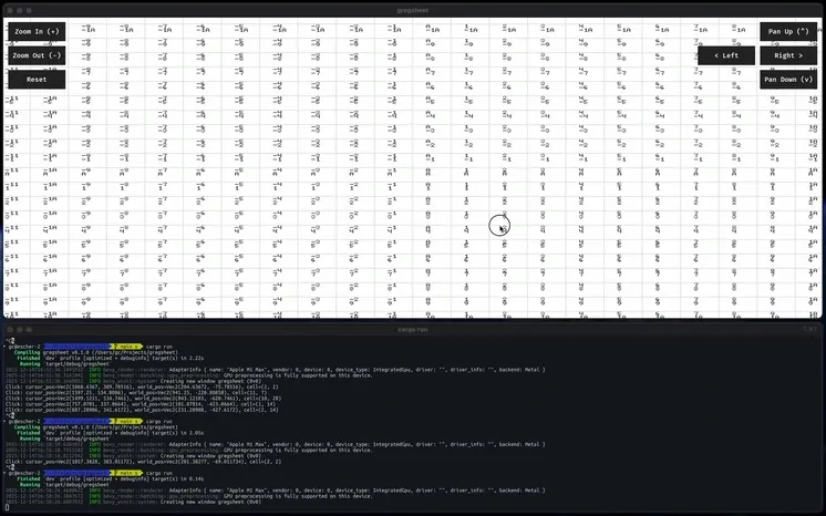LangJam GameJam Day 0 Screenshot of a user interacting with a grid